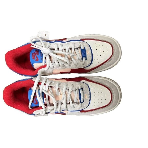 Nike Women's Shoes Air Force 1 Shadow Sail White Red  Blue Size 8 - Picture 5 of 16